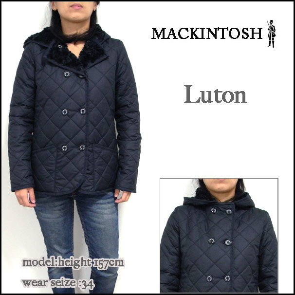 Mackintosh/マッキントッシュ/レディース　コート/LUTON/ネイビー/ルトン　裏ボア　キルティング　フード　ジャケット