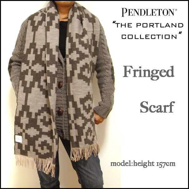 Pendleton /THE Portland Collection/ペンドルトン/ポートランド　コレクション/ブラウン/ウール　フリンジ　 マフラー/ストール